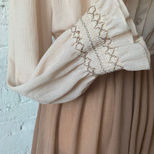 Load image into Gallery viewer, 1970s Sheer Tan Secretary Dress