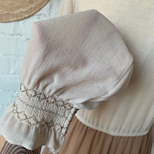 Load image into Gallery viewer, 1970s Sheer Tan Secretary Dress