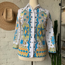 Load image into Gallery viewer, 1960s - 1970s Novelty Print Blouse