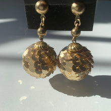 Load image into Gallery viewer, 1970s-1980s Gold Disco Ball Earrings