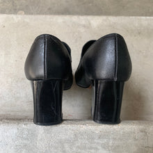 Load image into Gallery viewer, 1970s Black Stacked Heel Loafers With Large Buckle