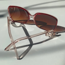 Load image into Gallery viewer, 1970s Red and Translucent Blush Pink Oversized Sunglasses