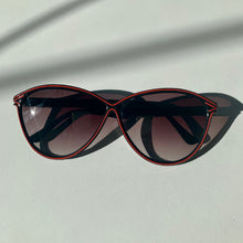 Load image into Gallery viewer, 1980s Black with Red Outline Oversized Sunglasses