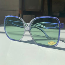 Load image into Gallery viewer, 1960s-70s Deadstock Translucent Blue & Clear Oversized Sunglasses With Glass Lenses