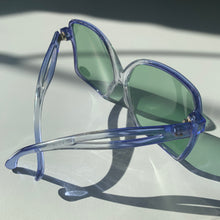Load image into Gallery viewer, 1960s-70s Deadstock Translucent Blue & Clear Oversized Sunglasses With Glass Lenses