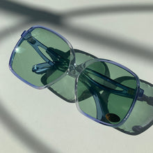 Load image into Gallery viewer, 1960s-70s Deadstock Translucent Blue & Clear Oversized Sunglasses With Glass Lenses