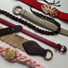 Load image into Gallery viewer, 1980s Pink Braided Rope Belt with Engraved Gold Medallion