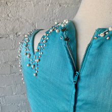 Load image into Gallery viewer, 1950s-1960s Linen Wiggle Dress In Robin Egg Blue
