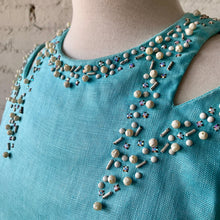 Load image into Gallery viewer, 1950s-1960s Linen Wiggle Dress In Robin Egg Blue