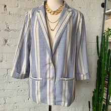 Load image into Gallery viewer, 1980s-1990s Blue Striped Linen Blazer Jacket