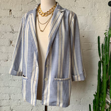 Load image into Gallery viewer, 1980s-1990s Blue Striped Linen Blazer Jacket