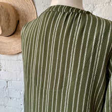 Load image into Gallery viewer, Vintage Olive Green Long Sleeve Tunic Blouse