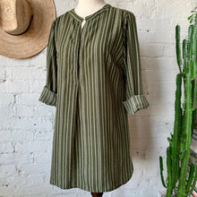 Load image into Gallery viewer, Vintage Olive Green Long Sleeve Tunic Blouse