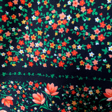 Load image into Gallery viewer, 1970s Black Floral Blouse With Handkerchief Neckline