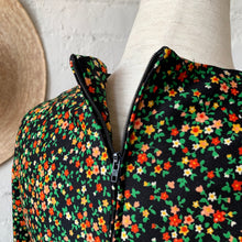 Load image into Gallery viewer, 1970s Black Floral Blouse With Handkerchief Neckline