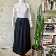 Load image into Gallery viewer, 1970s Edwardian Revival Black and White Handmade Dress