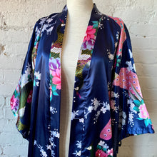 Load image into Gallery viewer, Japanese Blue Peacock Kimono Duster Robe