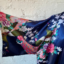 Load image into Gallery viewer, Japanese Blue Peacock Kimono Duster Robe