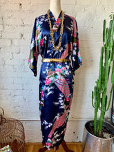 Load image into Gallery viewer, Japanese Blue Peacock Kimono Duster Robe