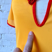 Load image into Gallery viewer, 1970s Golden Yellow & Red Mandarin Style Nightgown Maxi Dress