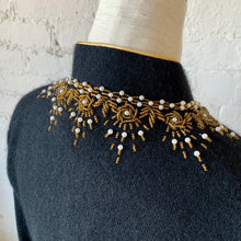 Load image into Gallery viewer, 1950s Cécile Bermuda Micro Beaded Black Lambswool Cardigan