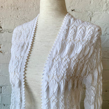 Load image into Gallery viewer, 1950s-1960s White Lacy Crocheted Knit Cardigan