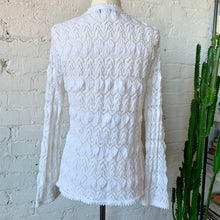 Load image into Gallery viewer, 1950s-1960s White Lacy Crocheted Knit Cardigan