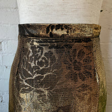 Load image into Gallery viewer, 1980s Gold Lamé With Black Brocade Pencil Skirt