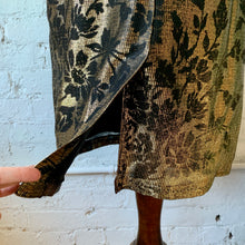 Load image into Gallery viewer, 1980s Gold Lamé With Black Brocade Pencil Skirt