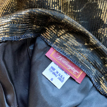 Load image into Gallery viewer, 1980s Gold Lamé With Black Brocade Pencil Skirt