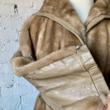 Load image into Gallery viewer, 1960s Faux Mink Fur & Leather Belted Coat