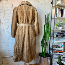 Load image into Gallery viewer, 1960s Faux Mink Fur & Leather Belted Coat