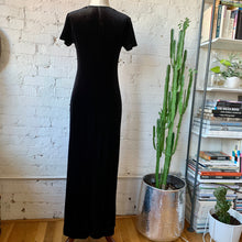 Load image into Gallery viewer, 1990s Black Stretch Velvet Maxi Dress