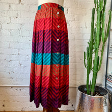 Load image into Gallery viewer, 1980s Jewel Tone Chevron Skirt