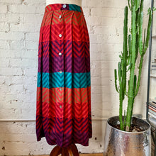 Load image into Gallery viewer, 1980s Jewel Tone Chevron Skirt