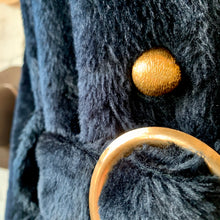 Load image into Gallery viewer, 1970s Black Faux Fur Belted Coat