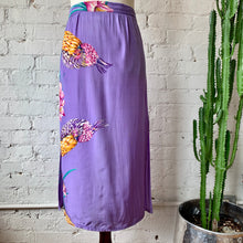 Load image into Gallery viewer, 1980s Purple Tropical Midi Skirt