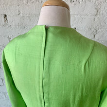 Load image into Gallery viewer, 1960s Bright Chartreuse Green Long Sleeve Linen Dress