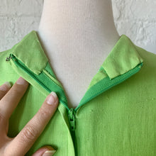 Load image into Gallery viewer, 1960s Bright Chartreuse Green Long Sleeve Linen Dress