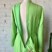 Load image into Gallery viewer, 1960s Bright Chartreuse Green Long Sleeve Linen Dress