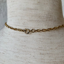 Load image into Gallery viewer, 1970's Large Gold Filigree Cat Eye Pendant Necklace