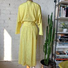 Load image into Gallery viewer, 1980s Yellow Illusion Print Wrap Dress