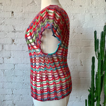Load image into Gallery viewer, 1980s-90s Rainbow Hand Crocheted Hippie Blouse/Cover Up