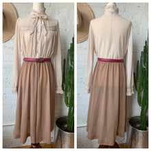 Load image into Gallery viewer, 1970s Sheer Tan Secretary Dress