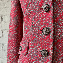 Load image into Gallery viewer, 1980s-90s St. John Collection Pink Black & White Jacquard Bouclé Houndstooth Blazer Jacket