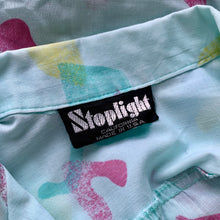 Load image into Gallery viewer, 1980s Jewel Tone Abstract Print Short Sleeve Button Up Blouse