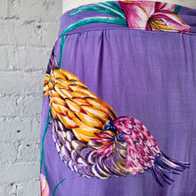 Load image into Gallery viewer, 1980s Purple Tropical Midi Skirt