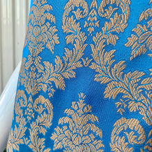 Load image into Gallery viewer, 1960s Handmade French Blue & Matte Gold Damask Brocade Maxi Dress