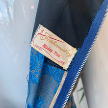 Load image into Gallery viewer, 1960s Handmade French Blue & Matte Gold Damask Brocade Maxi Dress