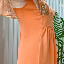 Load image into Gallery viewer, 1970s Peachy Perfection Maxi Dress With Floral Bodice